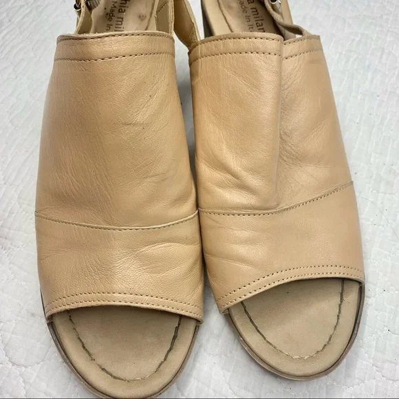 Sophia Milano Leather Slingback Sandals Size 9 Beige Made in Italy - Picture 6 of 13